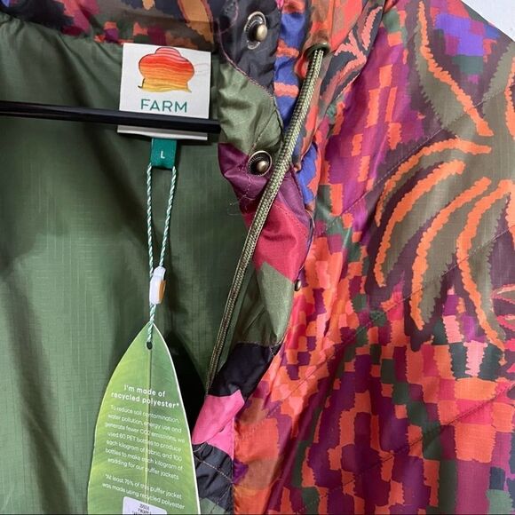 Revolve Farm Rio Anthropologie Pineapple Tapestry Puffer Poncho - Picture 8 of 15